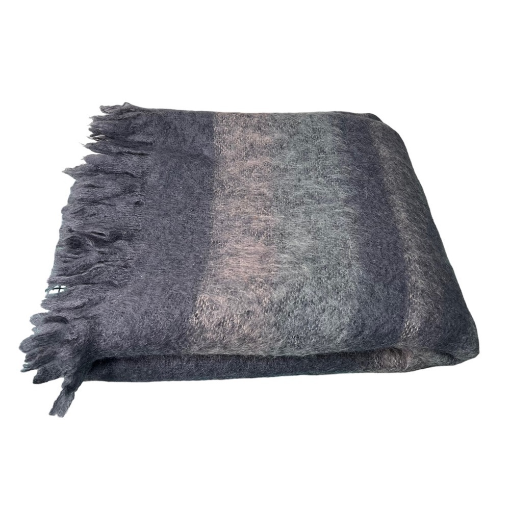 St Albans Mohair Grey Throw Fringe 49" x 70"